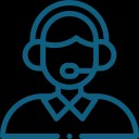 Technical support agent with headset speaking on a call.