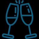 Two glasses clinking together in a toast.